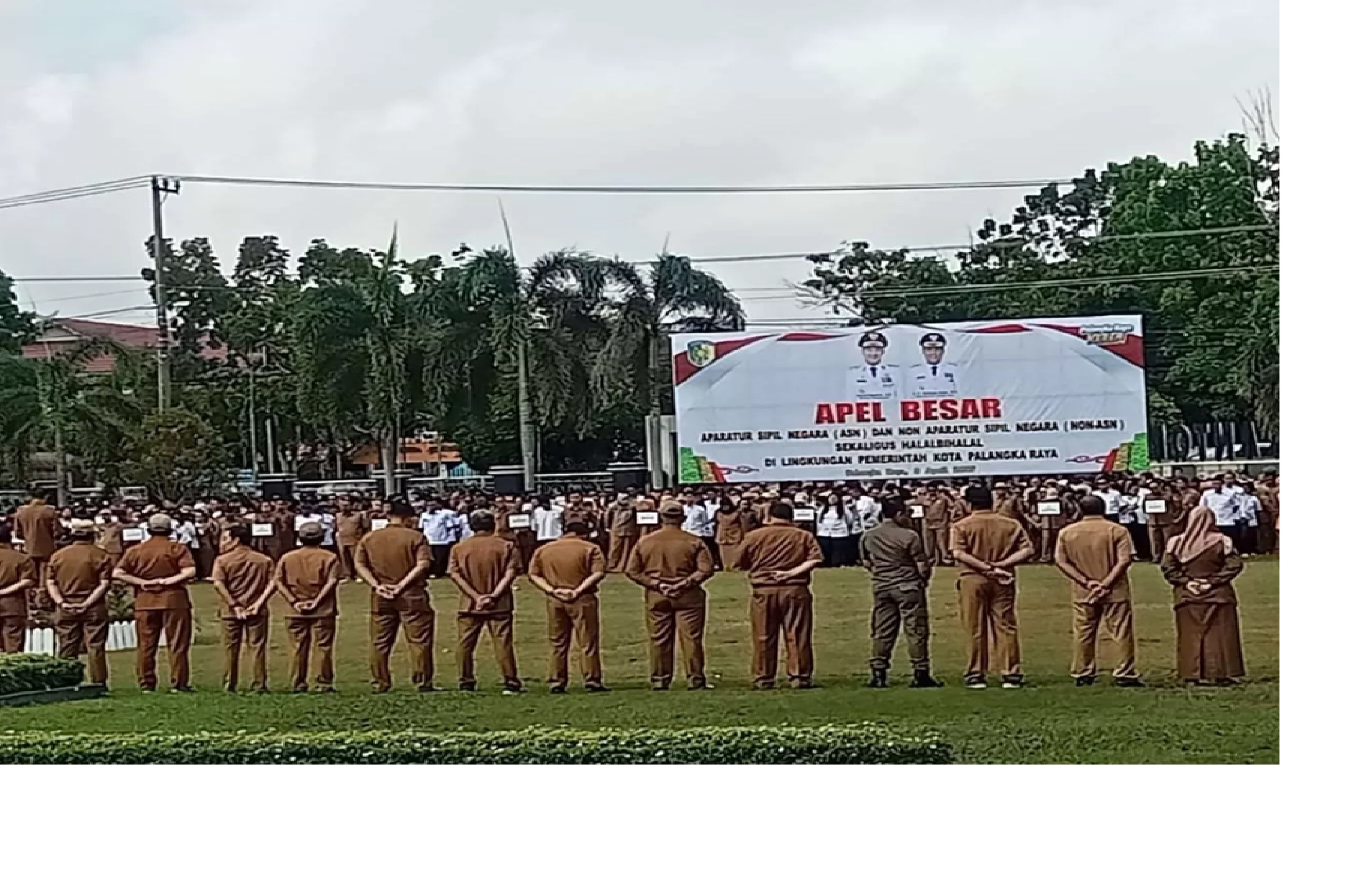 Para ASN Pemkot Palangka Raya ketika mengikuti apel besar beberapa waktu lalu. (istimewa/protokoler)