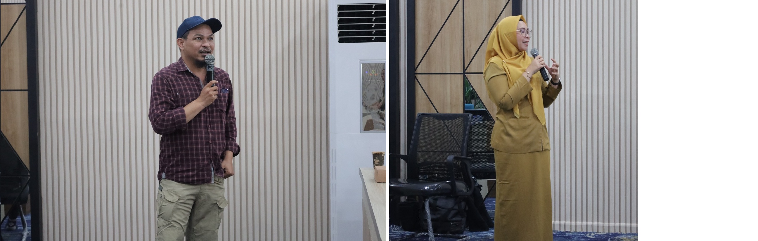 Indra Zakaria (kiri) dan Euis Eka April memberikan materi.