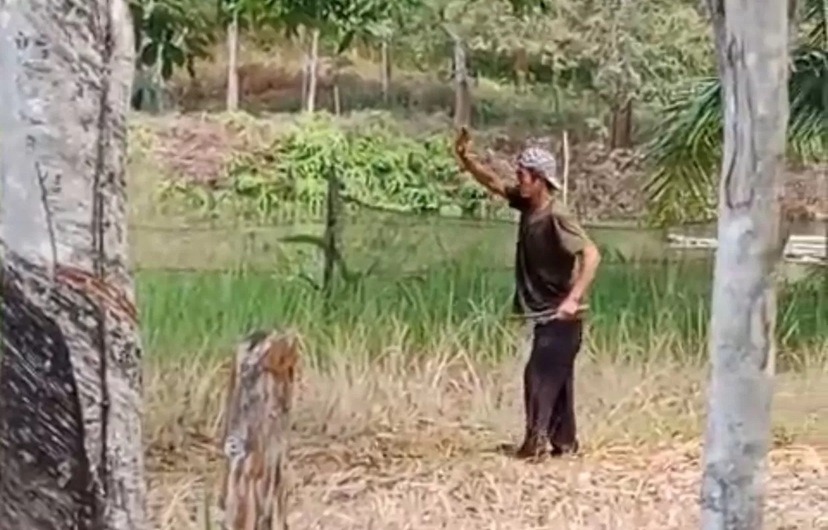 Tersangka saat akan diamankan.