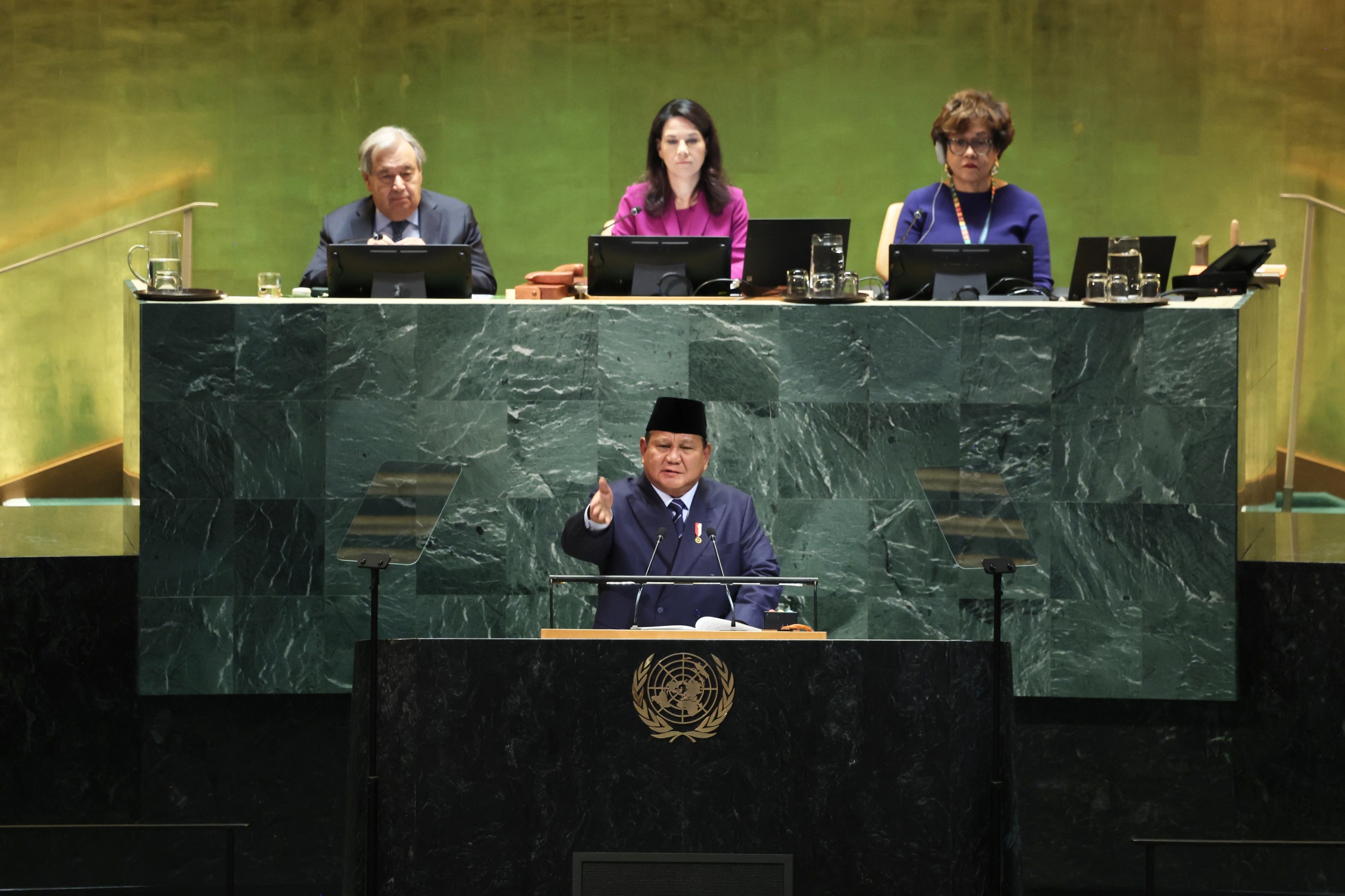 Prabowo menyampaikan pidato dalam sidang PBB.