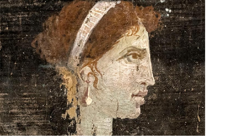 Kemungkinan besar potret Cleopatra. Ia ditampilkan dengan rambut merah dan fitur wajahyang khas. Ia mengenakan jepit rambut kerajaan bertahta mutiara. (&Aacute;ngel M. Felic&iacute;simo from M&eacute;rida, Espa&ntilde;a, Public)