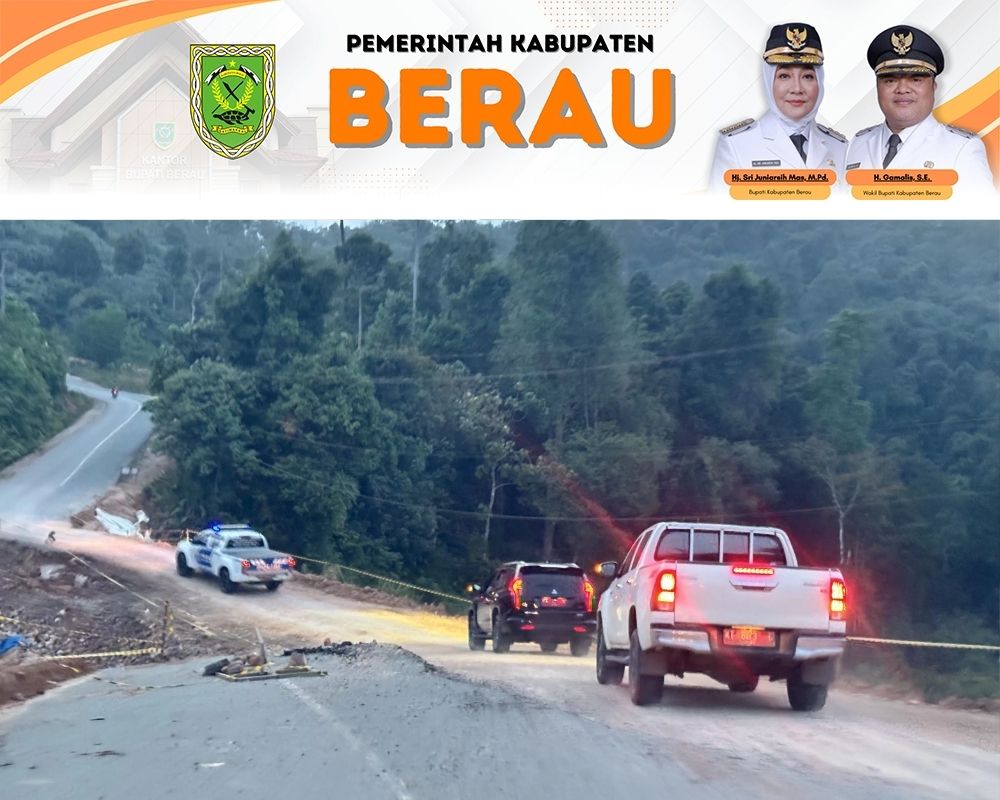 PENANGANAN PERMANEN: Pemkab Berau bakal melaksanakan pekerjaan permanen pada penanganan jalan longsor di Jalan Poros Pegat Bukur tahun depan.