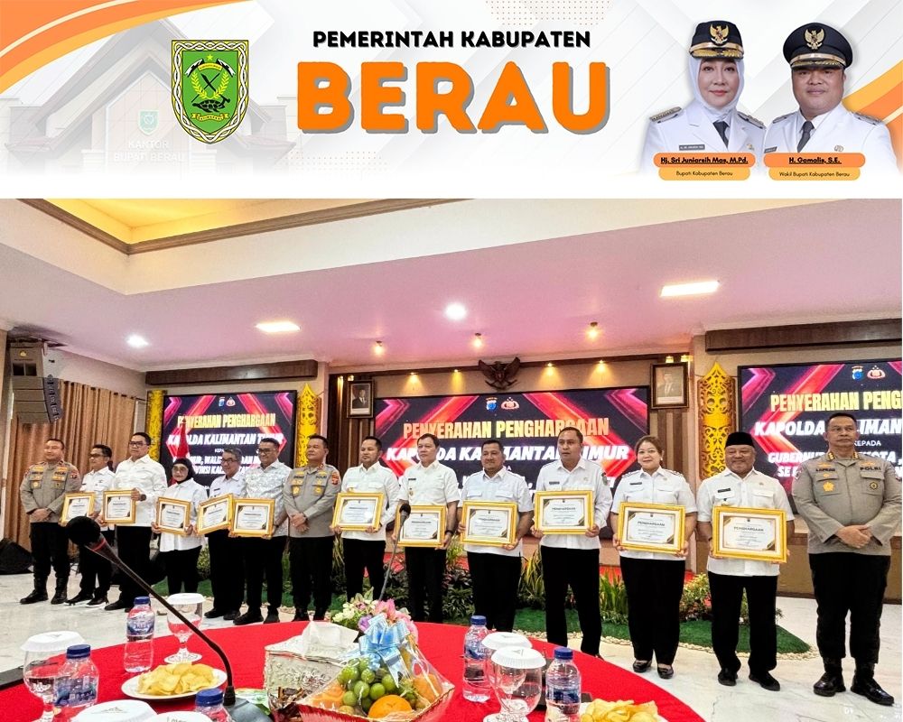 DAPAT PENGHARGAAN: Pemkab Berau mendapat penghargaan dari Polda Kaltim atas sinergisitas dan kerja sama untuk pengamanan wilayah dan ketertiban daerah.