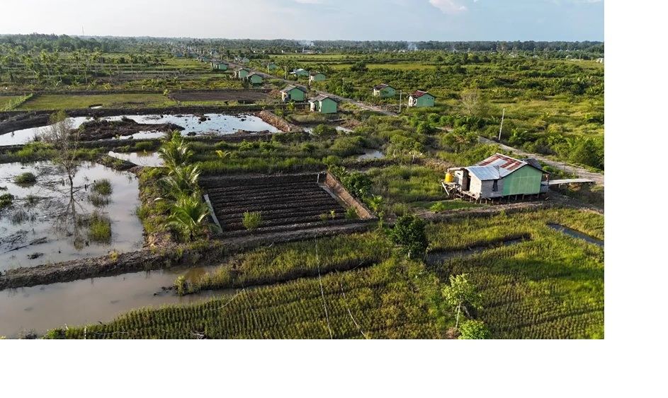 Tampak kawasan pemukiman di wilayah transmigrasi Desa Tanjung Buka, Kecamatan Tanjung Palas Tengah, Bulungan.