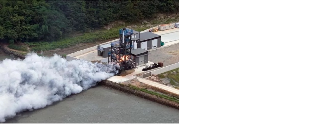 Kendaraan peluncur HANBIT-Nano milik Innospace melakukan uji coba mesin roket tahap pertama (18/9). (Innospace)