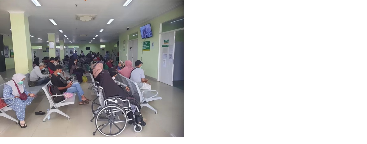 Pasien rawat jalan saat menunggu antrean di lantai III RSUD dr Murjani Sampit. (dok.heny/radarsampit)