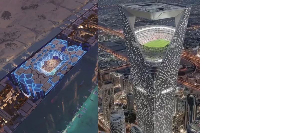 Penampakan rencana pembangunan Stadion NEOM Sky di Arab Saudi. (Construction Review/Majoriti)