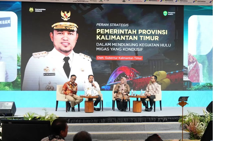 PERJUANGKAN PI: Gubernur Harum saat menjadi narasumber Upstream Oil and Gas Executive Meeting Wilayah Kalimantan dan Sulawesi Tahun 2025. Terus berjuang mendapatkan PI 10% Blok Migas di Kaltim.
