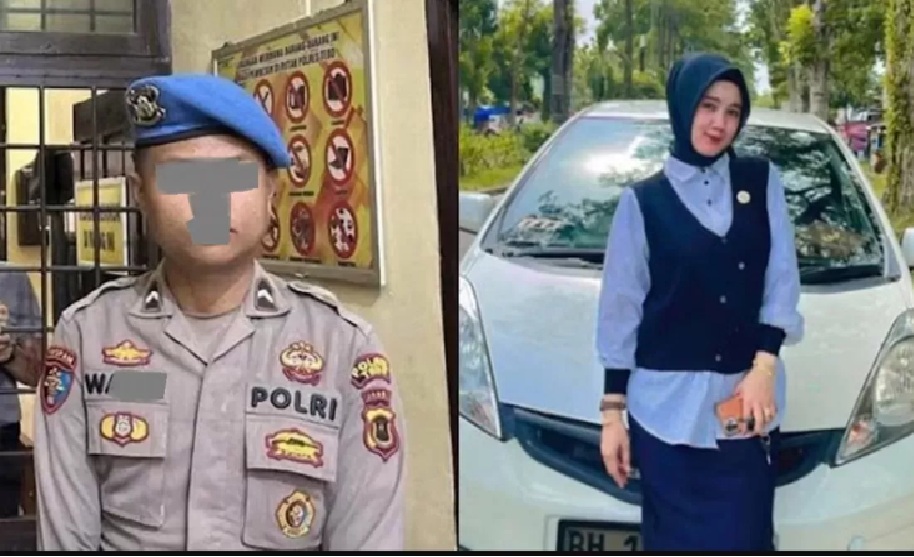 AKIBAT DITOLAK: Tersangka pembunuh Erni Yuniati, Bripda WL (kiri) ditangkap beberapa jam setelah kematian korban diketahui. (IST.)