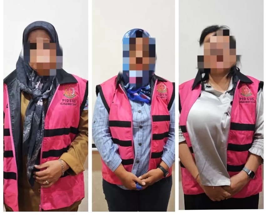 DALAMI : Ketiga tersangka kasus dugaan penyimpangan dalam penyaluran KUR yang ditangani Kejari Tarakan.