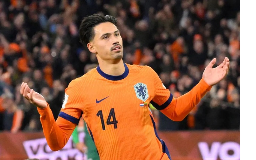 Gelandang Timnas Belanda Tijjani Reijnders merayakan keberhasilannya mencetak gol ke gawang Timnas Lithuania. (UEFA.COM)