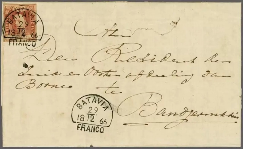 BUKTI BERSEJARAH: Prangko pertama di Banjarmasin tahun 1866.