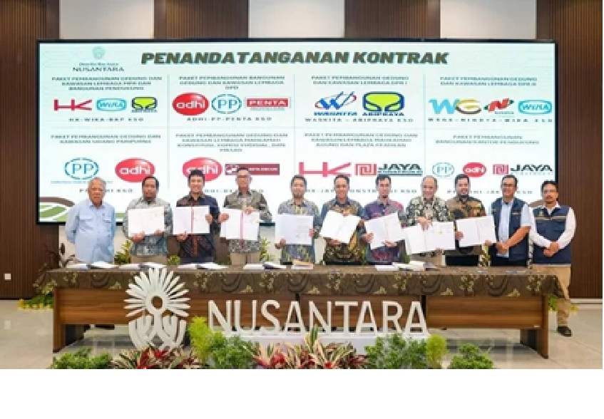 KERJASAMA:Penandatanganan 8 kontrak pembangunan kawasan legislatif dan yudikatif di IKN. (FOTO: DOK. OTORITA IKN)