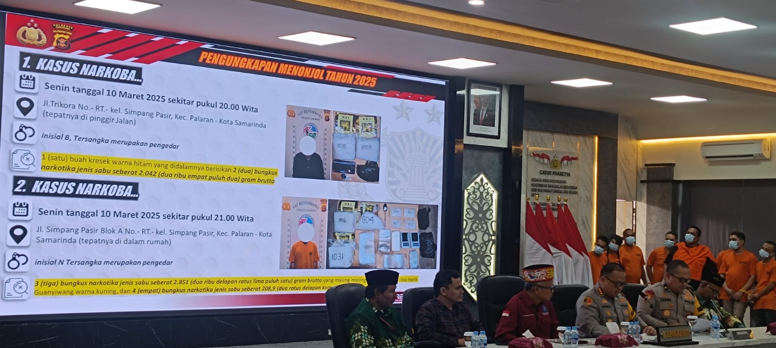 Kapolres Samarinda Kombes Pol Hendri Umar membeberkan kasus narkoba tahun 2025