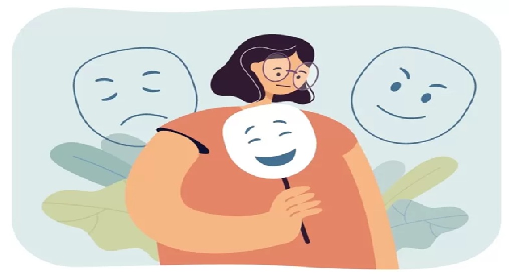 Ilustrasi pura-pura bahagia.