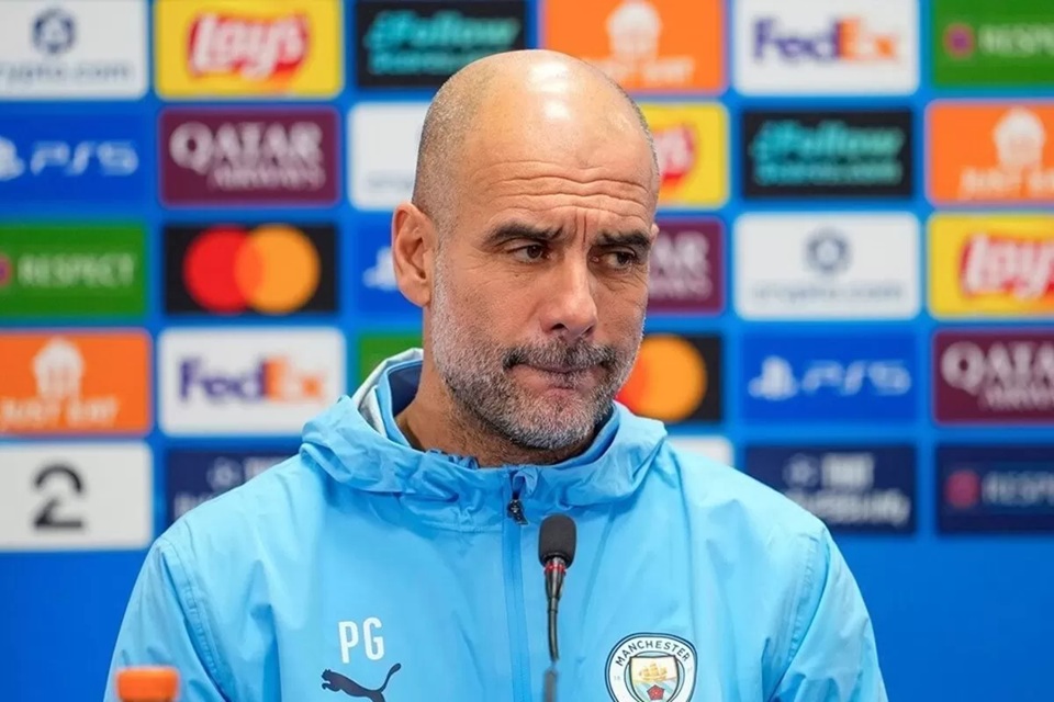 Pelatih Manchester City Pep Guardiola. (Fredrik Varfjell/NTB Scanpix via AP)