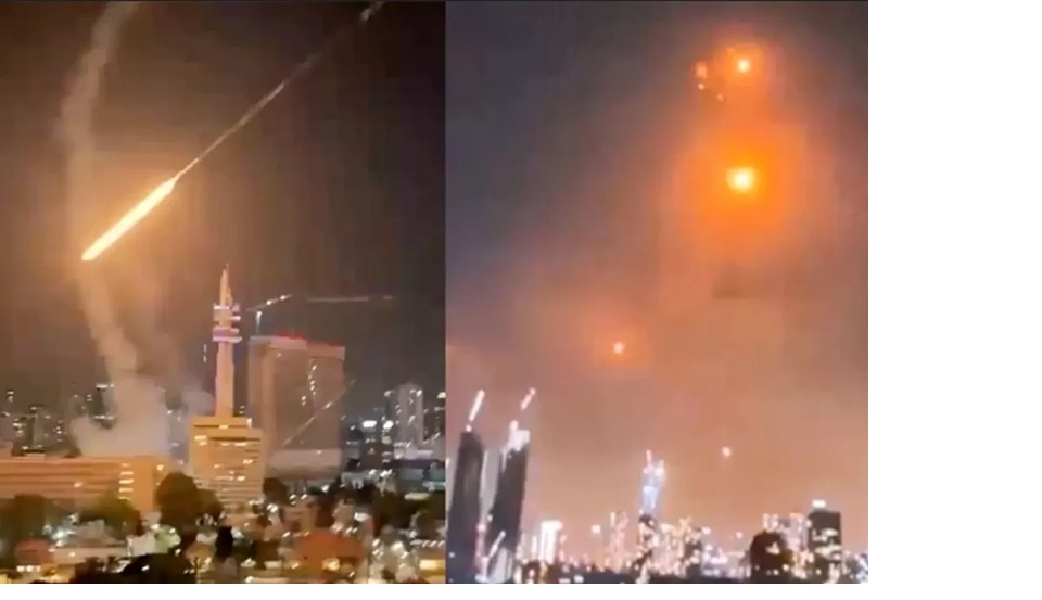 Serangan balasan Iran terhadap Israel berupa rudal balistik dan drone yang diluncurkan menuju sejumlah target di Israel. (X) 