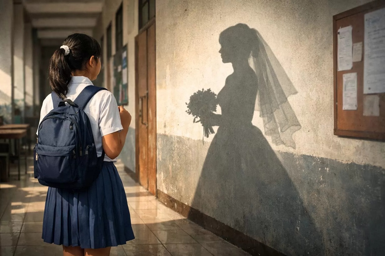 Ilustrasi Pernikahan Dini (AI) 