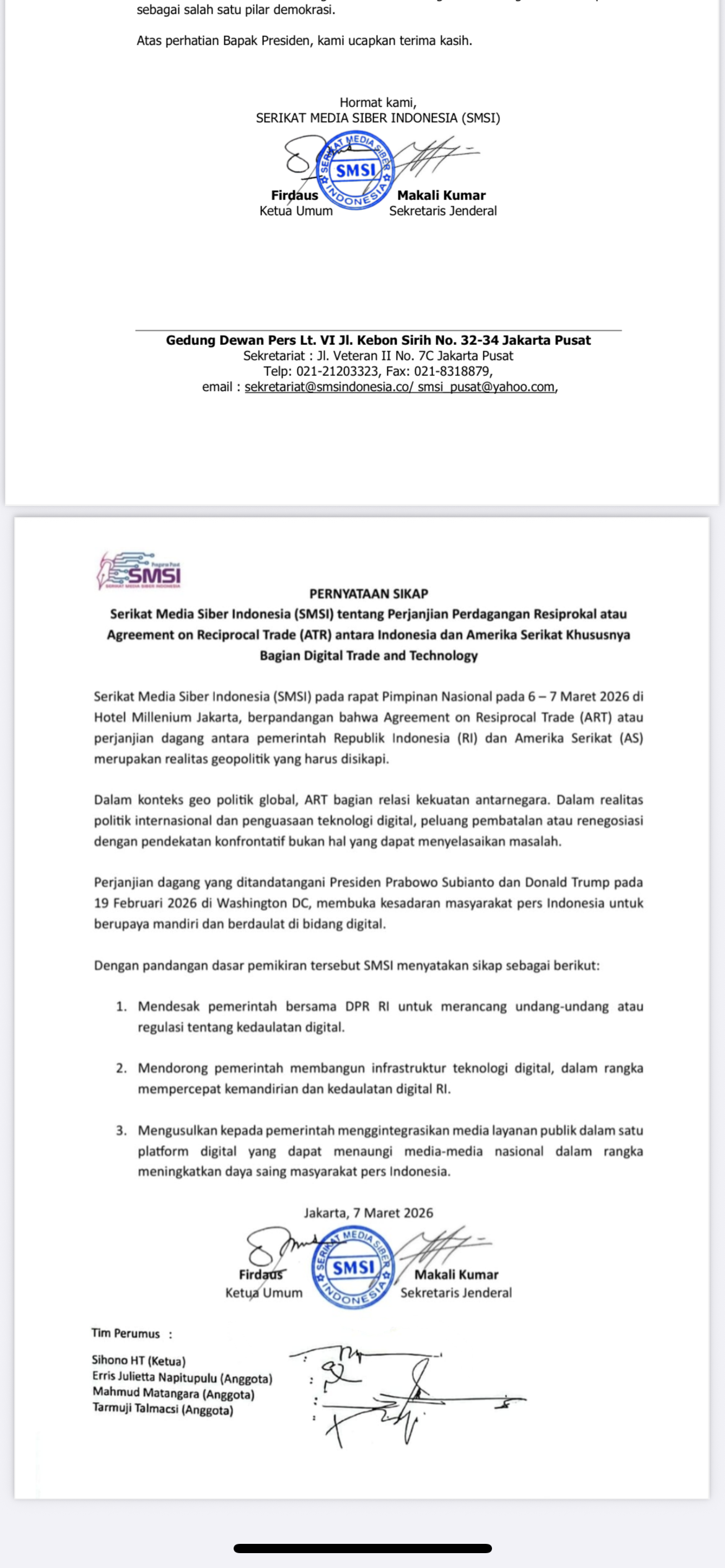 Pernyataan Sikap SMSI