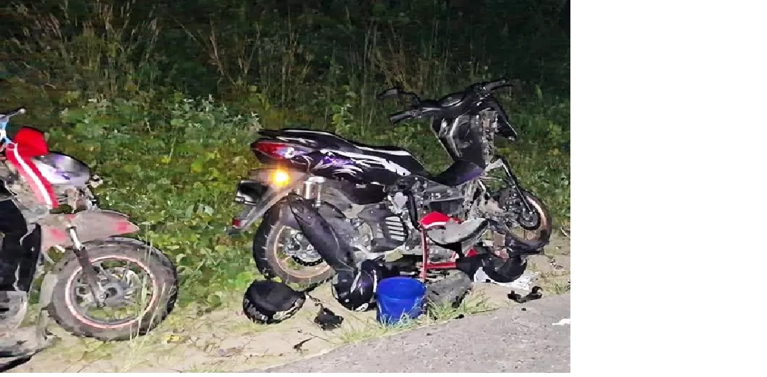 Kondisi motor setelah tabrakan 'adu banteng'. (istimewa/Satlantas Polres Kobar) 