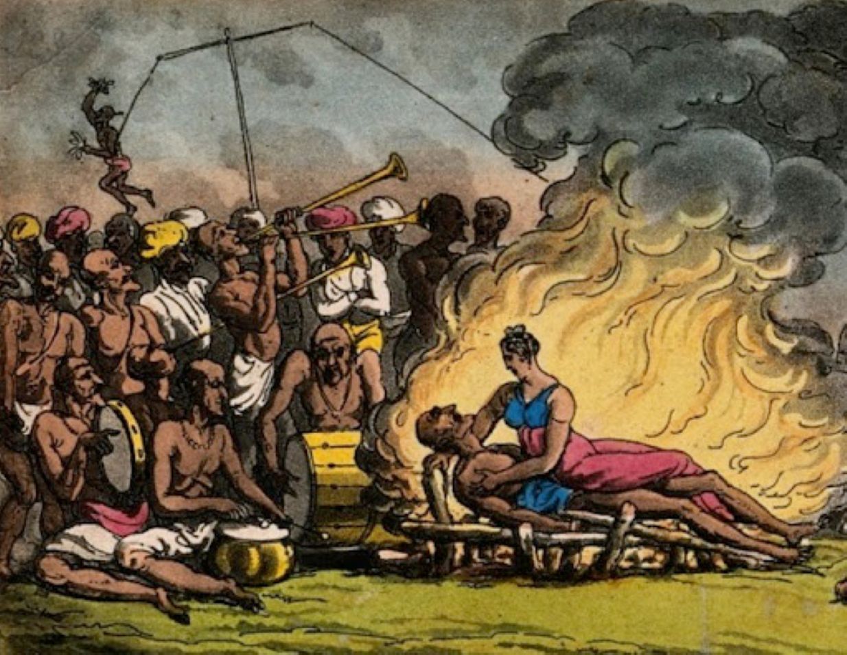 Lukisan ritual Sati di India. (X)