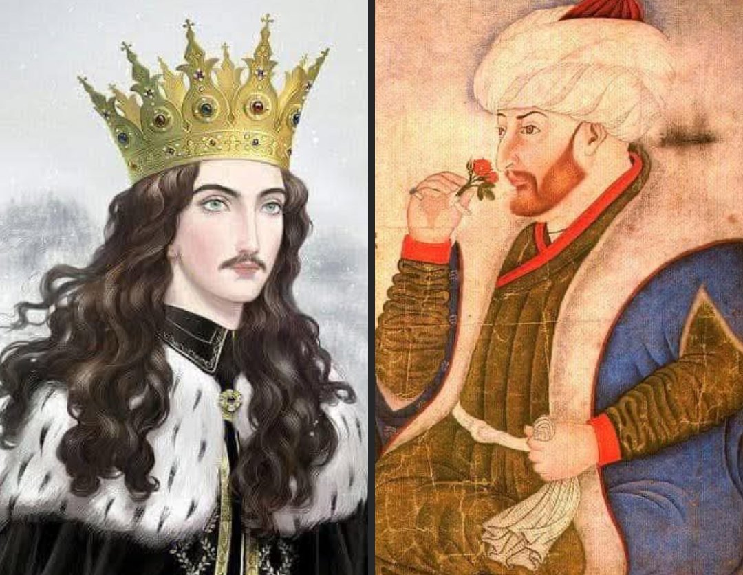Radu cel Frumos atau Radu yang Tampan (kiri) dan Sultan Mehmed II.