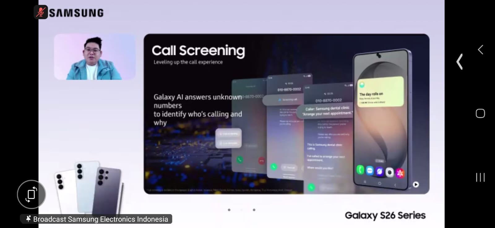 KEUNGGULAN: Verry Octavianus menjelaskan Autonomous Call Screening saat Online Session Galaxy S26 Series via Zoom Meeting, Sabtu, 7 Maret 2025 pukul 16.00 WIB.