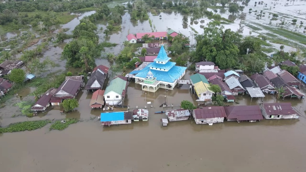 BANJIR: Kondisi wilayah Kecamatan Sungai Tabuk dan sekitarnya saat banjir Januari 2026 tadi. 