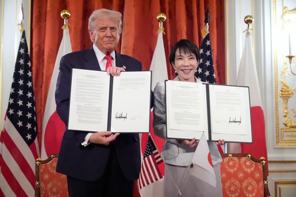 Perdana Menteri Jepang Sanae Takaichi mengatakan pada hari Selasa bahwa dia menominasikan Presiden Trump untuk Hadiah Nobel Perdamaian. (AP).  