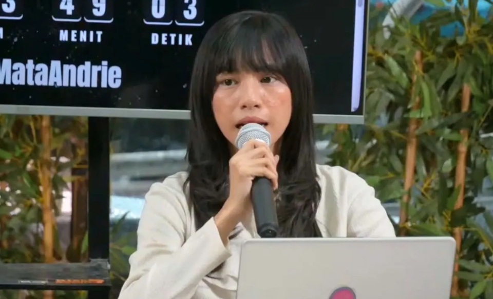 Kepala Divisi Pemantauan Impunitas KontraS Jane Rosalina dalam konferensi pers di Jakarta, Rabu (18/3/2026). ANTARA/Agatha Olivia Victoria 