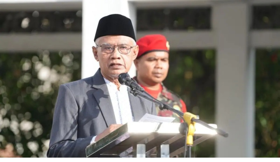 Ketua Umum PP Muhammadiyah Haedar Nashir menyampaikan khutbah Shalat Idul Fitri 1447 Hijriah di Universitas Muhammadiyah Yogyakarta (UMY), Jumat (20/3/2026). (ANTARA/HO-PP Muhammadiyah)  