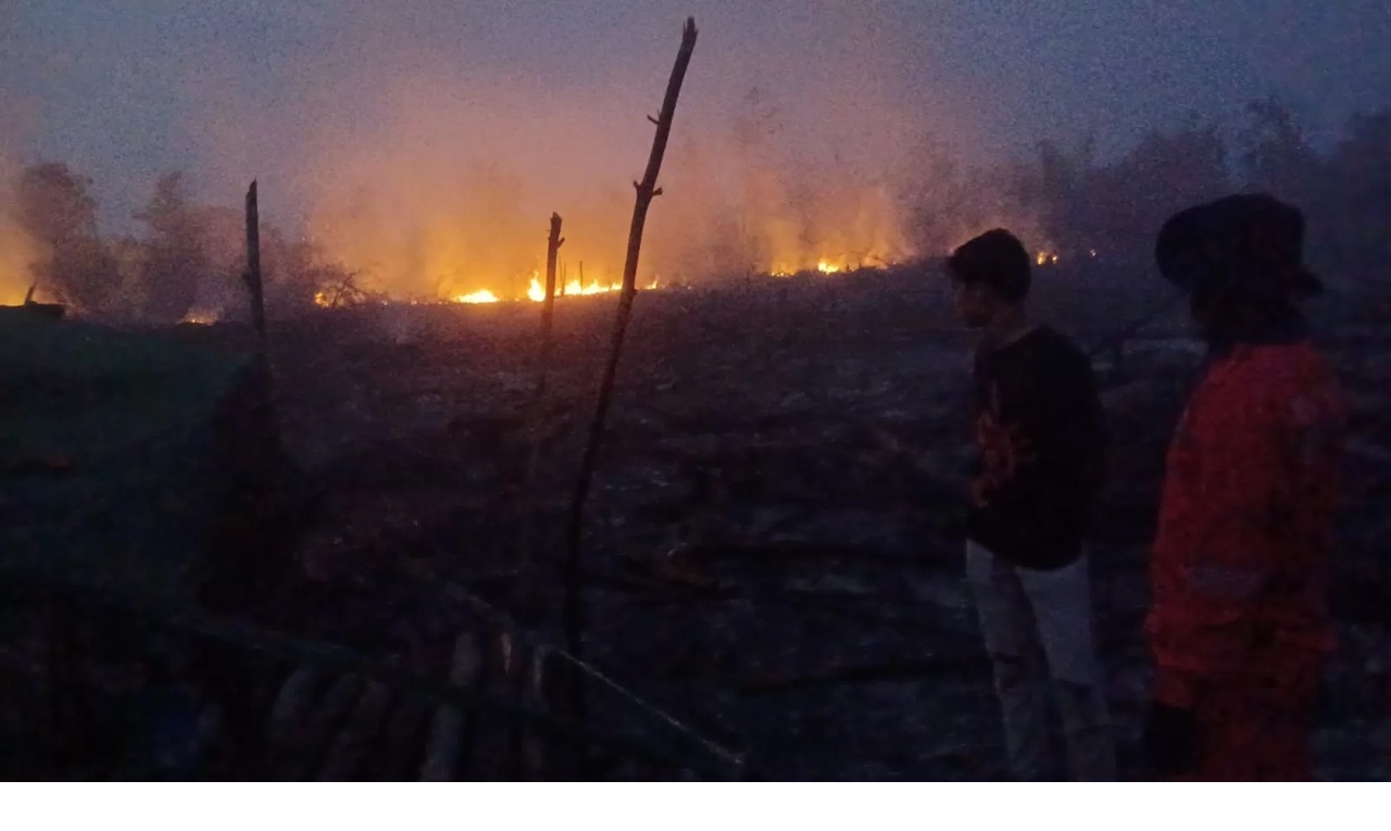 Kebakaran lahan hingga Rabu malam (25/3 /2026) di wilayah Desa Bengkuang Makmur, Kecamatan Mentawa Baru Ketapang, belum dapat diatasi secara keseluruhan. (BPBD Kotim) 