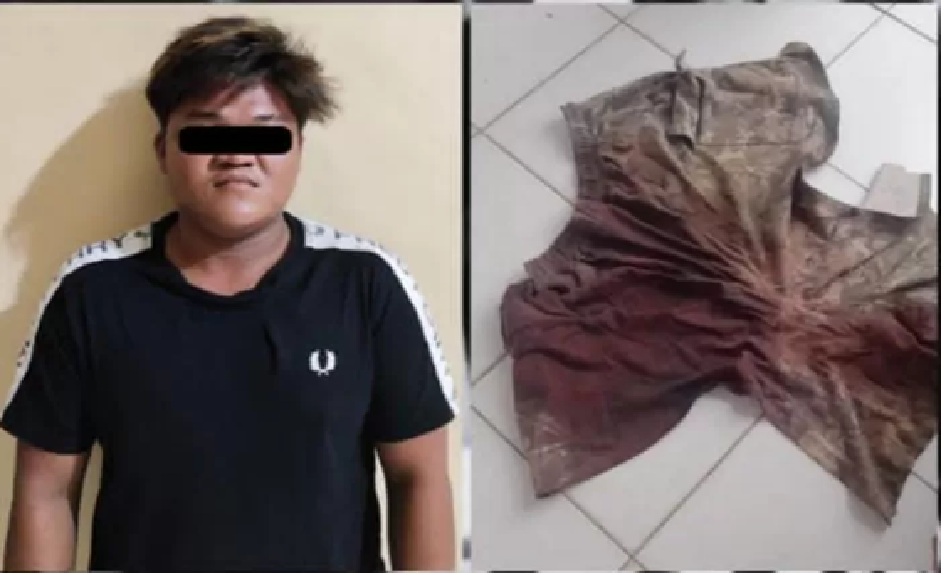 Pelaku penikaman di Desa Banjarbaru, Kabupaten HSS diamankan Polisi beserta barang bukti. (Foto:Polres HSS)