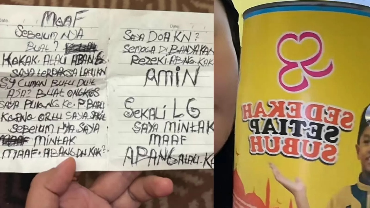Maling di Medan meninggalkan surat permintaan maaf untuk korbannya. (Foto: TikTok/deswitasari72) 