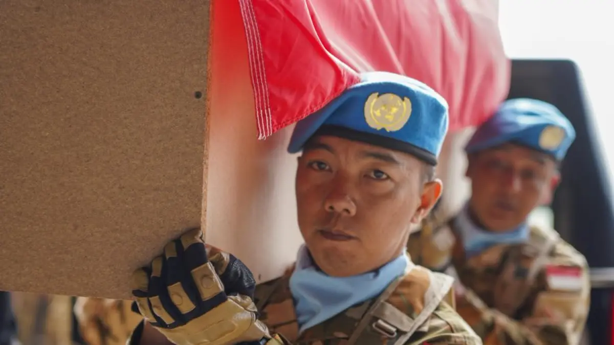 Jenazah tentara perdamaian Indonesia UNIFIL.