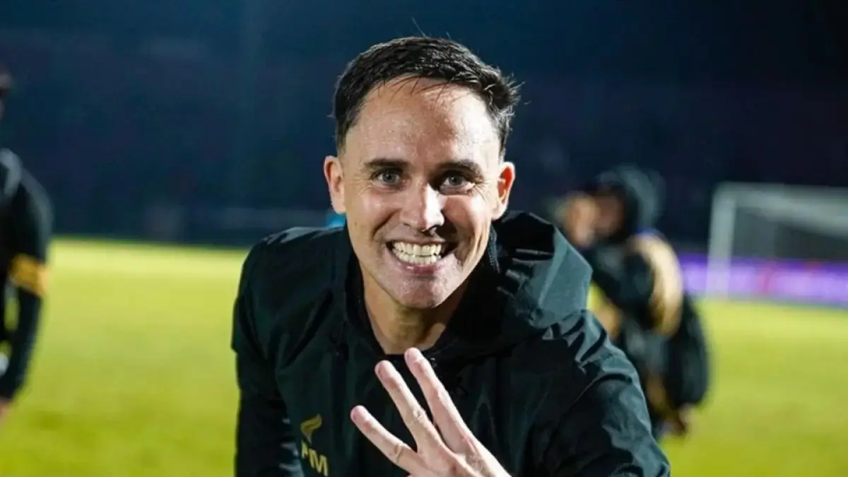 Pelatih Bhayangkara FC Paul Munster kunci kemenangan gemilang melawan Arema FC di Stadion Sumpah Pemuda, Lampung. (Bhayangkara)