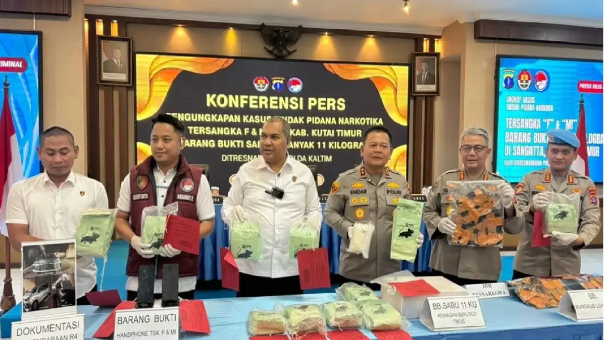 Polda Kaltim mengamankan 11 kilogram narkotika jenis sabu yang dibungkus dengan kemasan berlogo tikus.  Ada 5 daerah di Kaltim yang rawan peredaran sabu.