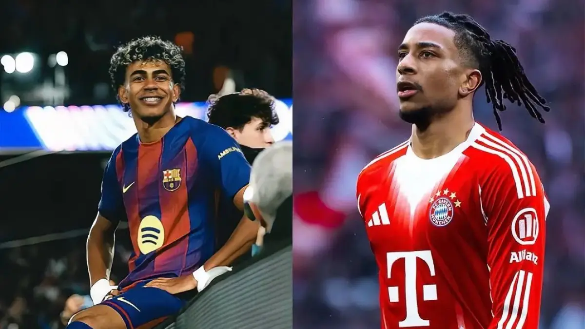 Lamine Yamal (kiri) dan Michael Olise (kanan).