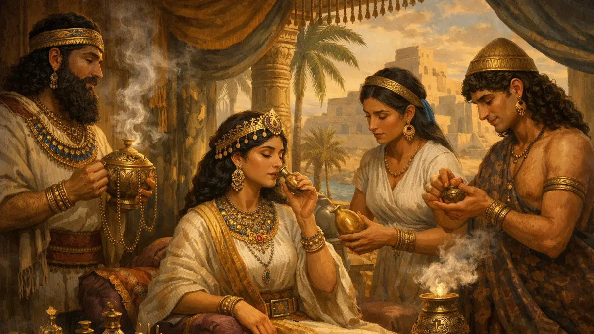 Ilustrasi penikmat parfum zaman dulu.