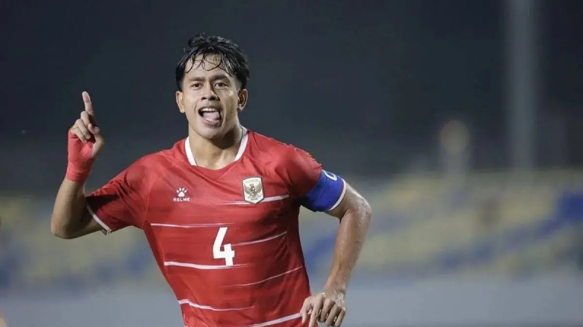Kapten Timnas Indonesia Putu Ekayana melakukan selebrasi usai mencetak gol ke gawang Timor Leste.