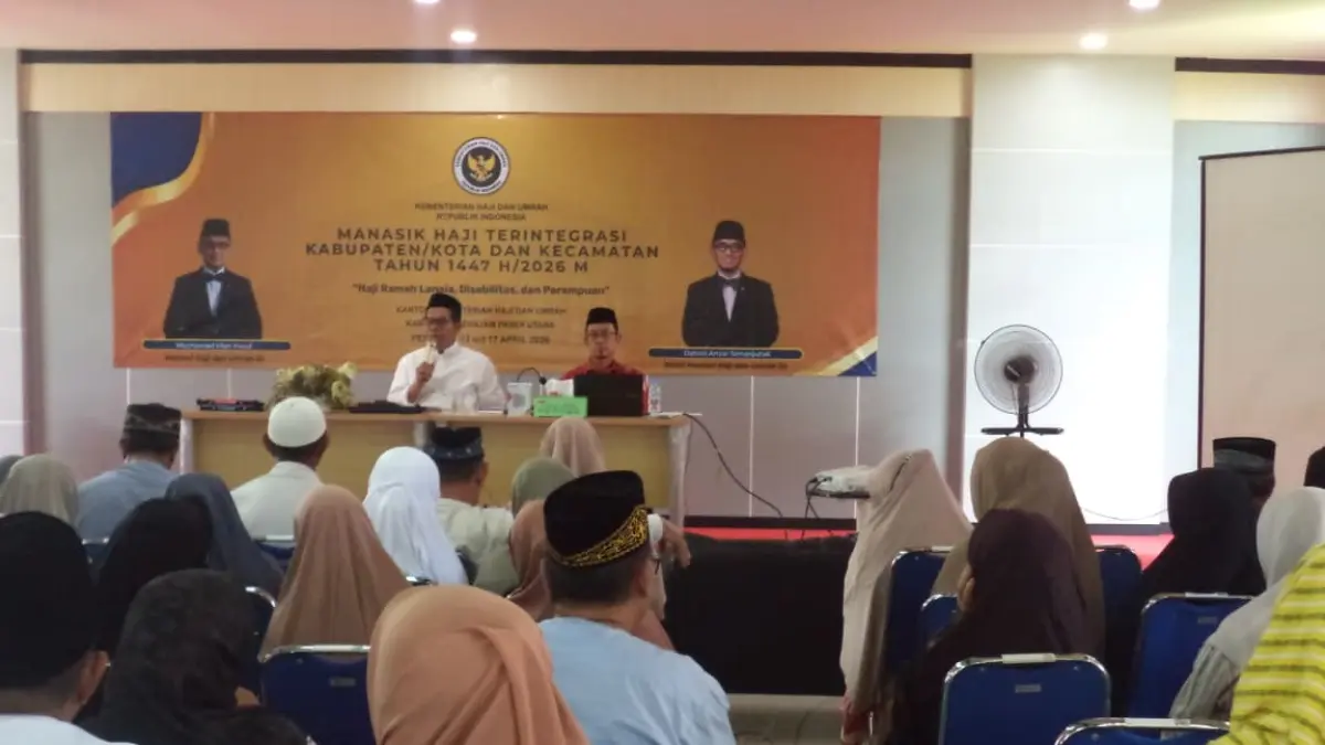 PERSIAPAN: Ratusan jamaah calon haji 2026 mengikuti bimbingan manasik haji di Kantor Kementerian Haji PPU, Selasa, 14 April 2026. AHMAD MAKI/KALTIM POST
