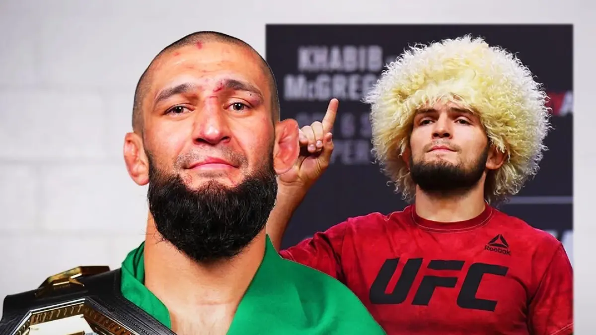 Khamzat Chimaev dan Khabib Nurmagomedov.