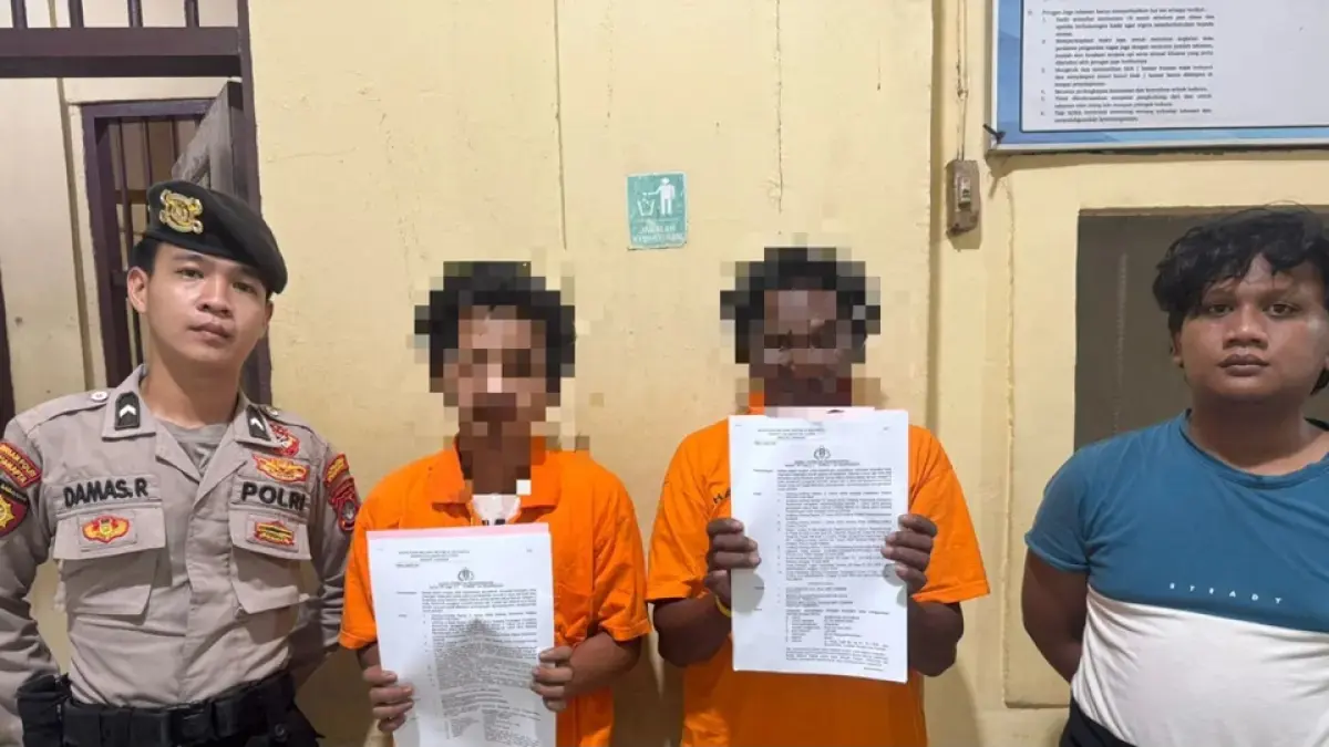 DIAMANKAN : Kedua pelaku pencabulan yang berhasil diamankan oleh unit PPA Satreskrim Polres Tarakan. ISTIMEWA
