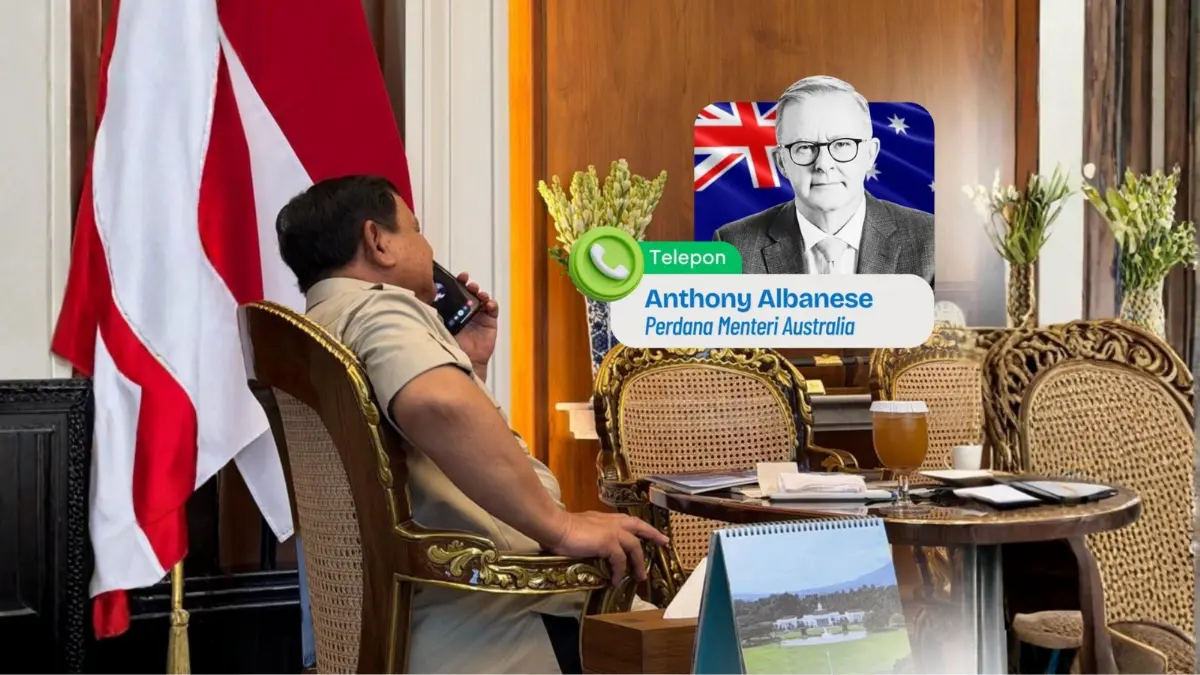 APRESIASI: Presiden Prabowo Subianto menerima sambungan telepon dari PM Australia, Anthony Albanese, pada Selasa, 21 April 2026. @SEKRETARIAT.KABINET