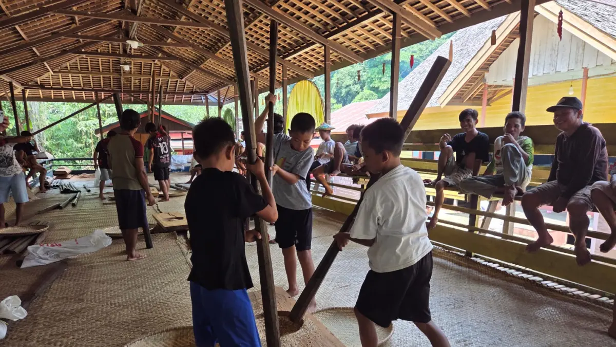 Prosesi nutuk beham di Desa Kedang Ipil (Elmo/Prokal.co)