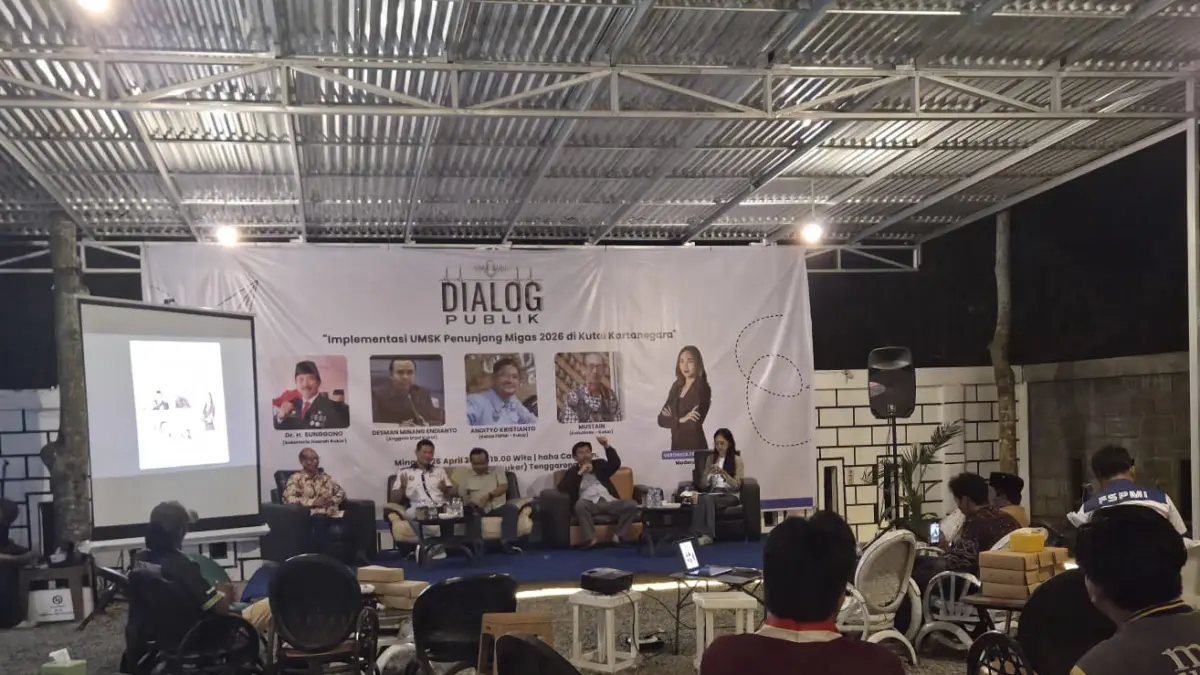 Dialog Publik implementasi UMSK penunjang Migas di Kutai Kartanegara tahun 2026 yang terletak di Haha Cafe (Elmo/Prokal.co)