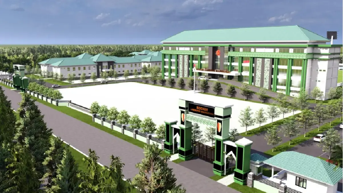 Desain markas Komando Daerah Militer (Kodam) yang akan dibangun di Kompleks Perkantoran Gubernur Kalsel dengan luas sekitar 10 hektare.  (Foto: DINAS PUPR KALSEL) 