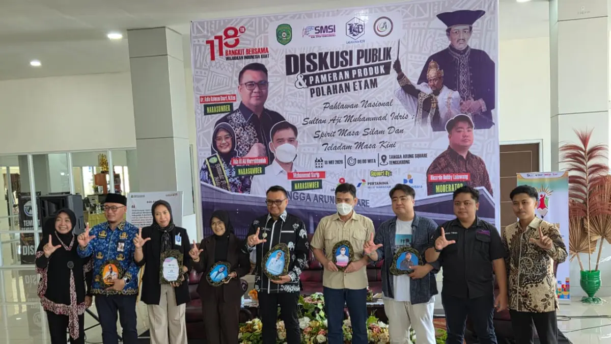 Diskusi Publik yang digelar Lasaloka KSB bersama SMSI Kukar mengenai “Pahlawan Nasional Sultan Aji Muhammad Idris; Spirit Masa Silam dan Teladan Masa Kini” di TAS (Elmo/Prokal.co)