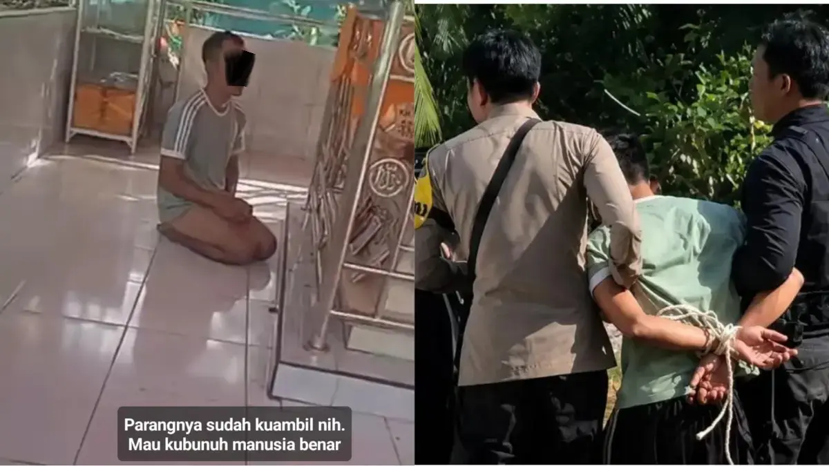 Pelaku diduga alami gangguan jiwa bacok ayah dan tetangga diamankan.