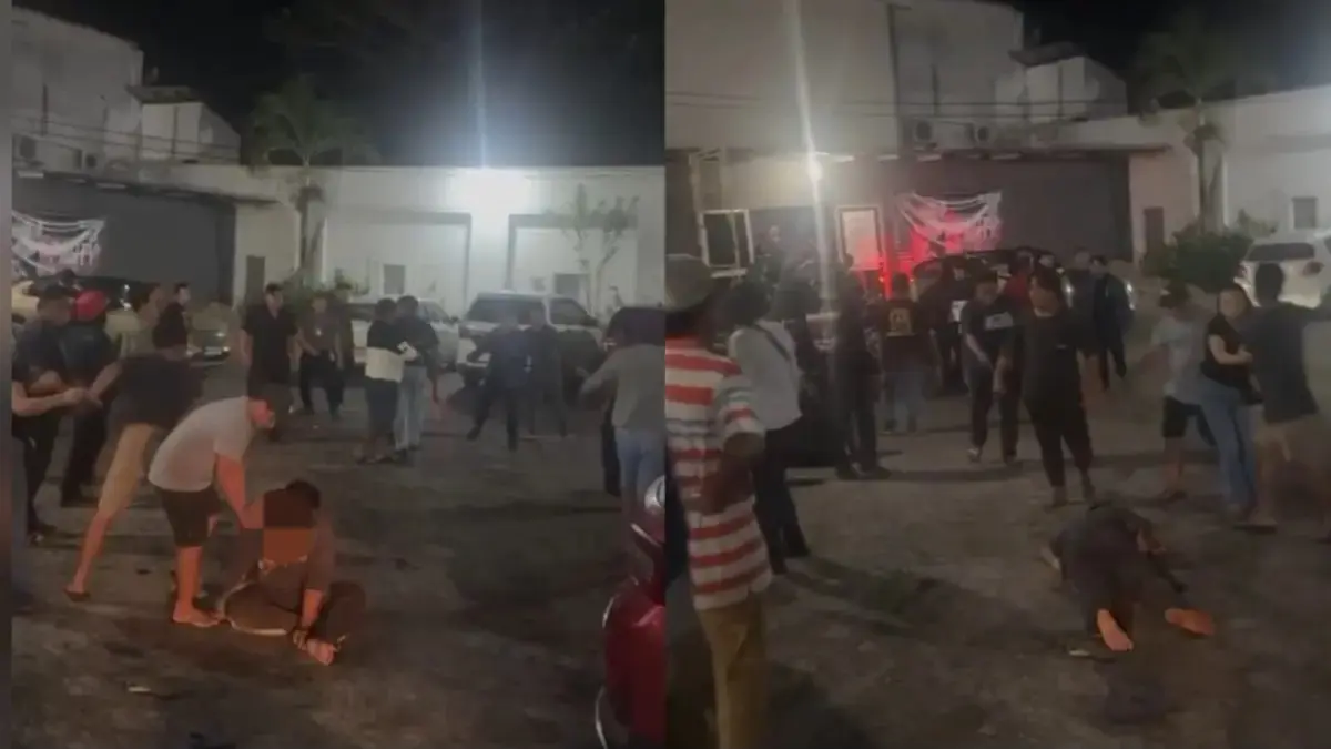 PERKELAHIAN: Seorang pria tampak lemas usai berkelahi di kawasan THM di Sampit. (Warga/Radar Sampit)